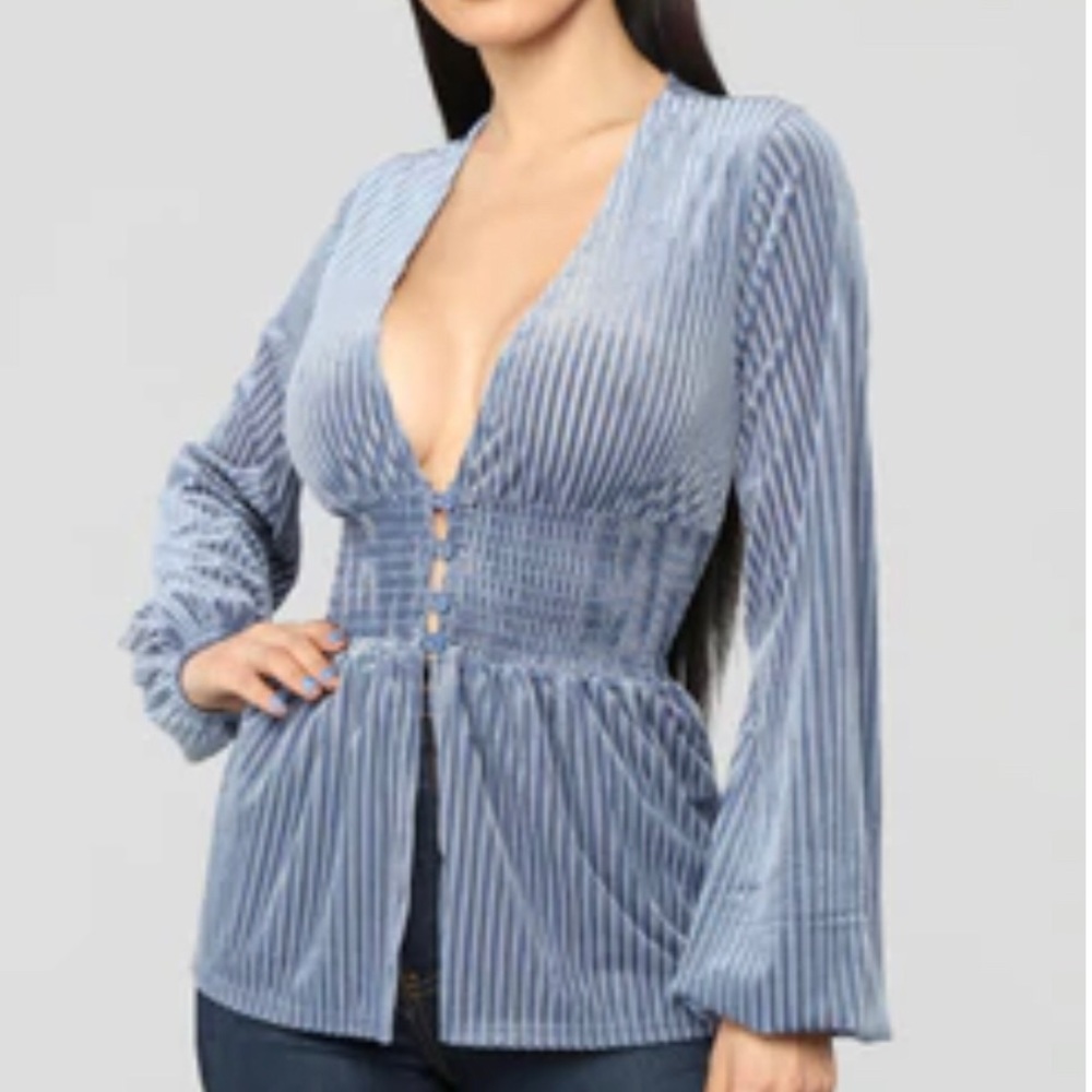Blue peplum top